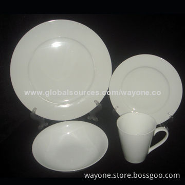 16-piece Super White Dinnerware Set, Round Shape, Food and Dishwasher Safe, Lead-free